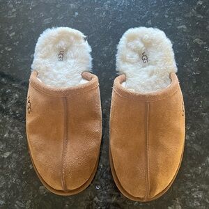 UGG Chestnut Suede Slippers with Shearling